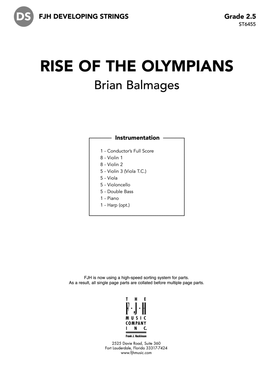 Rise Of The Olympians - String Orchestra Level 2.5 Score/Parts