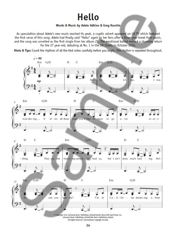 Really Easy Piano Adele Book (Updated Edition)