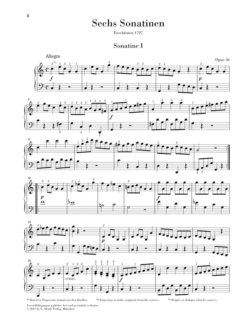 Clementi - 6 Sonatinas Op 36 Piano Book