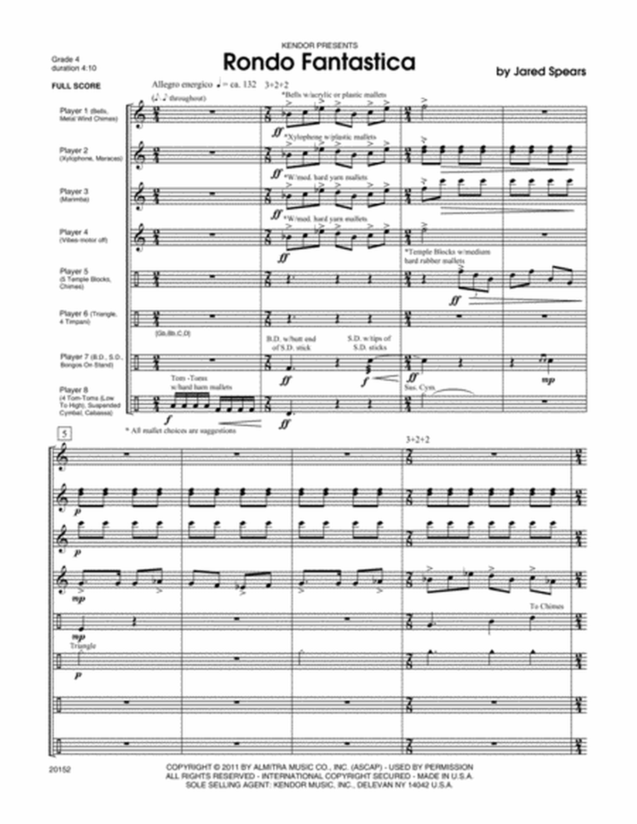 Rondo Fantastica - Percussion Octet Score/Parts