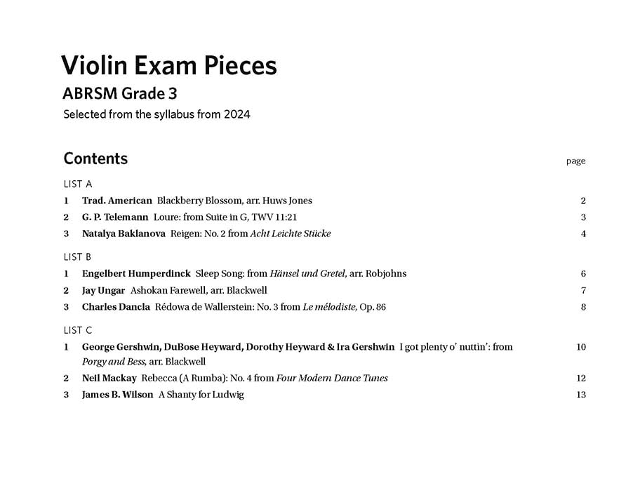 ABRSM Violin Exam Pieces Grade 3 Violin (2024) with Piano Accompaniment Book