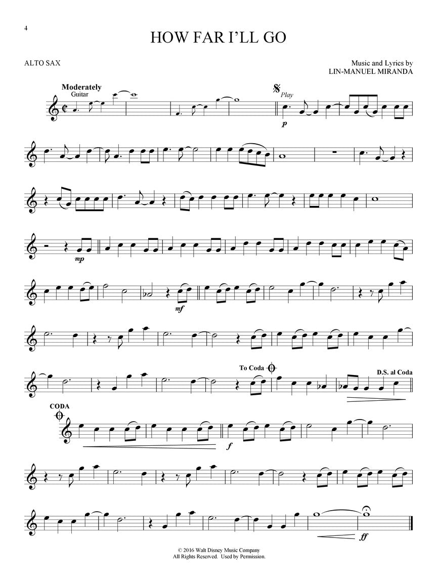 Moana For Alto Saxophone Play Along Book/Ola