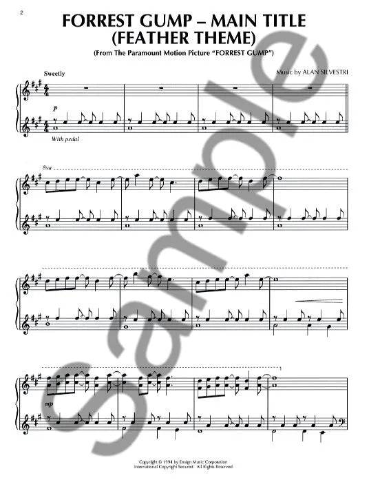 Forrest Gump Main Title Piano Solo Sheet Music