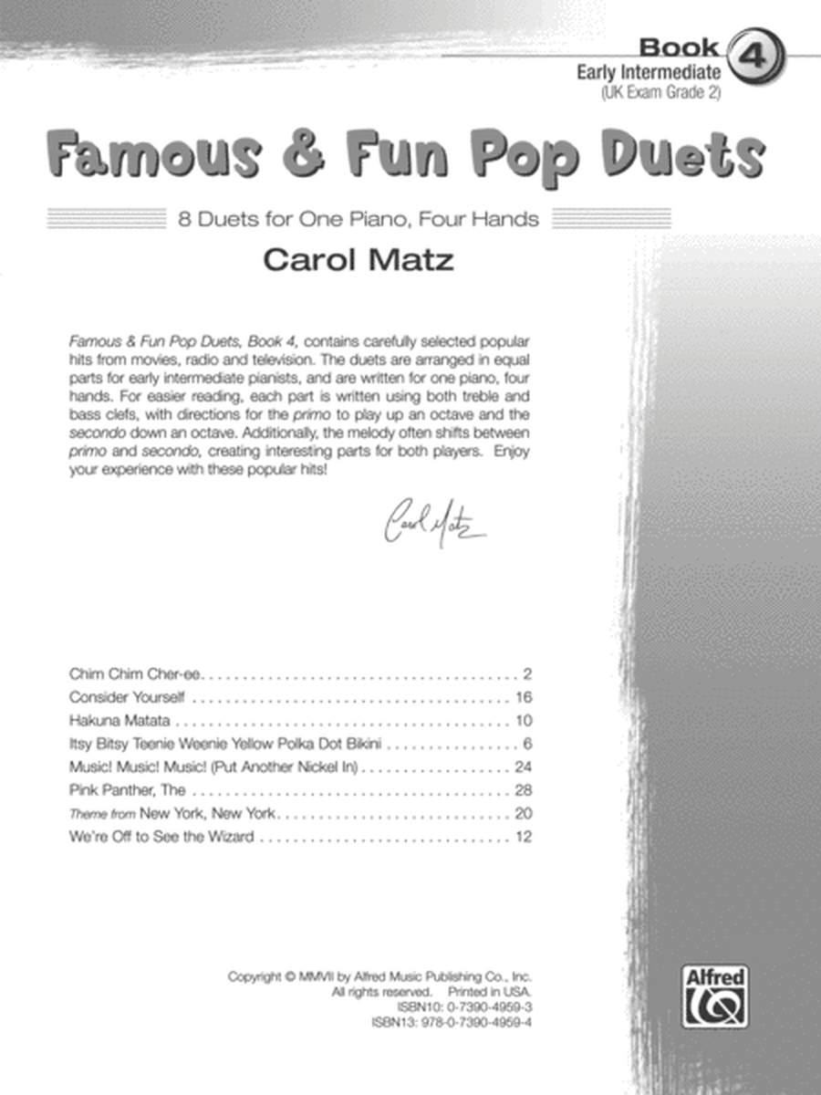 Famous And Fun Pop Duets - Piano Book 4