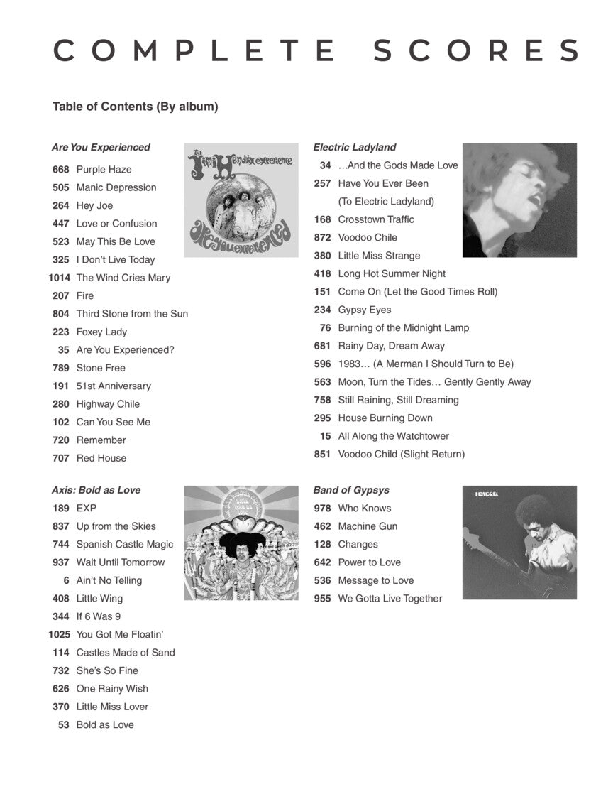 Jimi Hendrix - The Complete Scores 52 Song Hardcover Edition Book