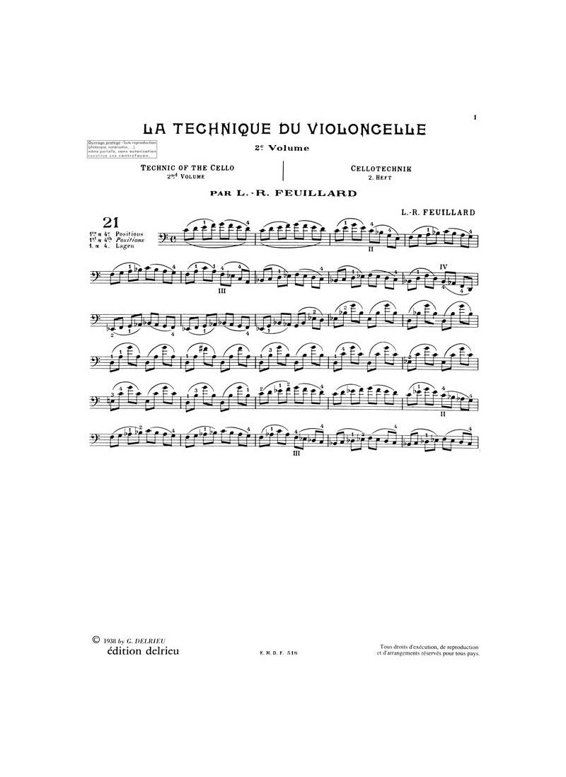 Feuillard - Technique Of Cello Volume 2 Book