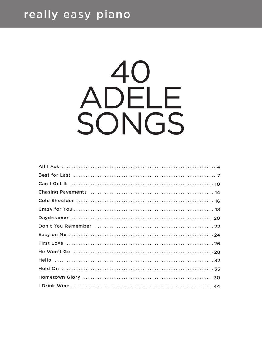 Really Easy Piano - 40 Adele Songs Book