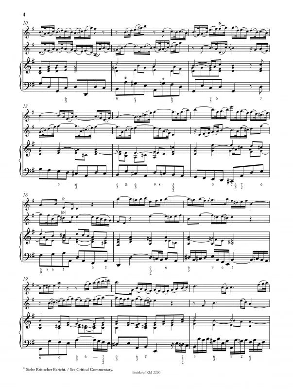 JS Bach - Triosonate for Flute, Violine, BC. BWV 1038 Urtext Book