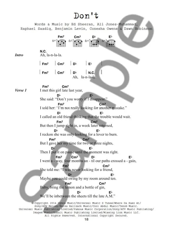 Ed Sheeran - Guitar Chord Songbook