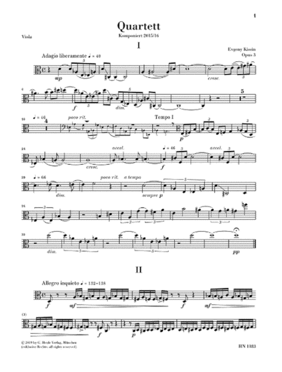 Kissin - String Quartet Op 3 Score/Parts