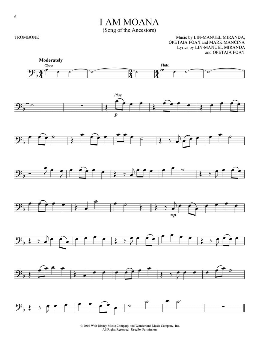 Moana For Trombone Play Along Book/Ola