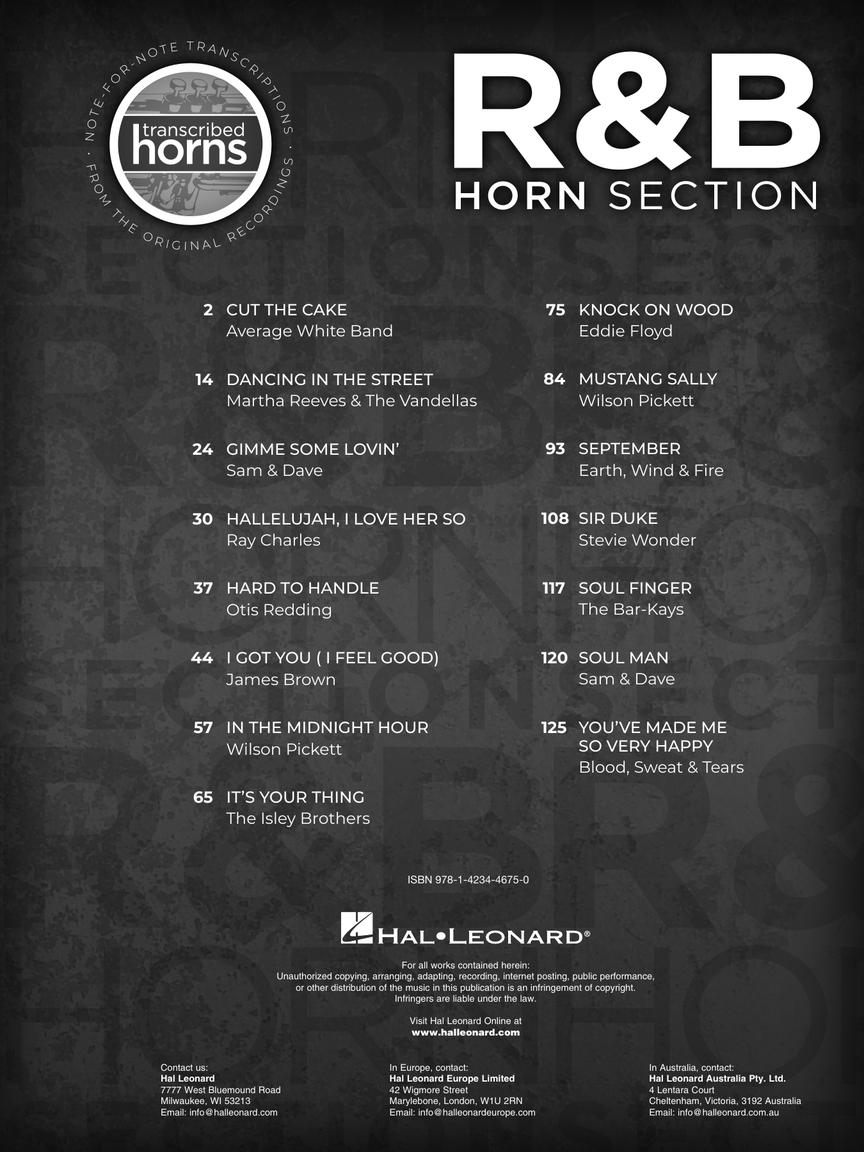 R & B Horn Section Transcribed Scores