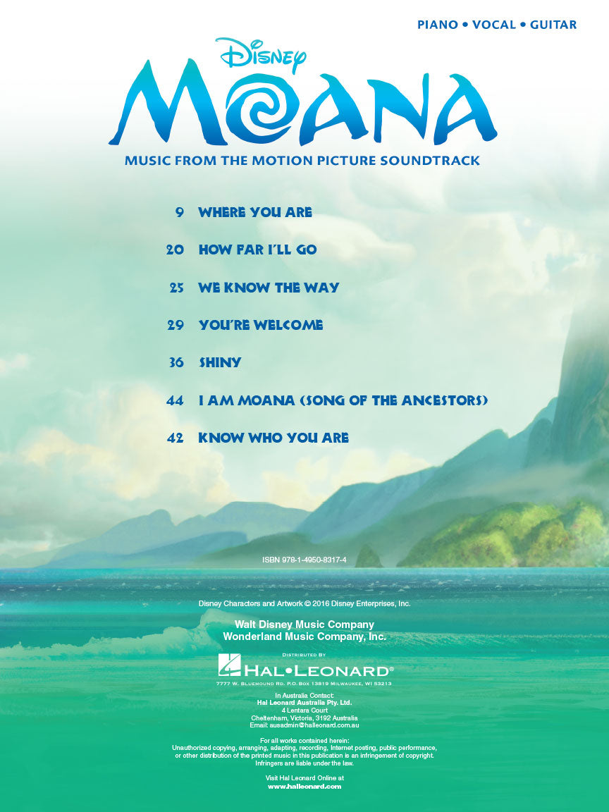 Moana - Movie Soundtrack PVG Songbook