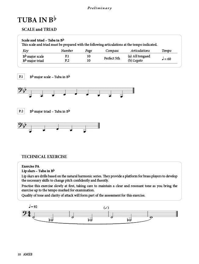 AMEB Tuba Series - Technical Work and Orchestral Excerpts Book (2020+)