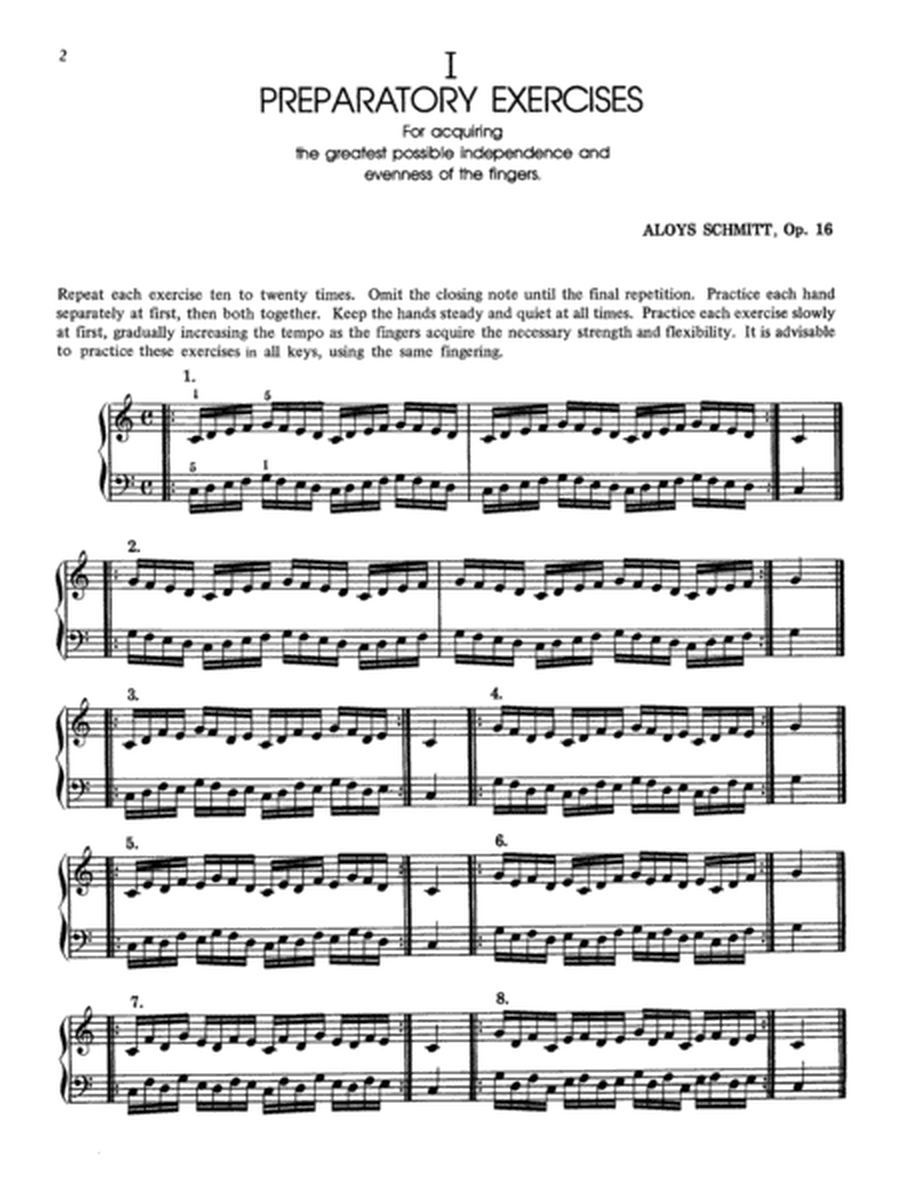 Schmitt - Preparatory Exercises Op 16 Piano Book