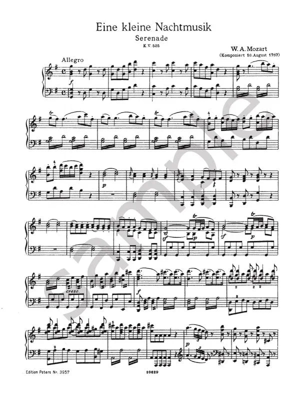 Mozart - Eine Kleine Nachtmusik For Piano Book