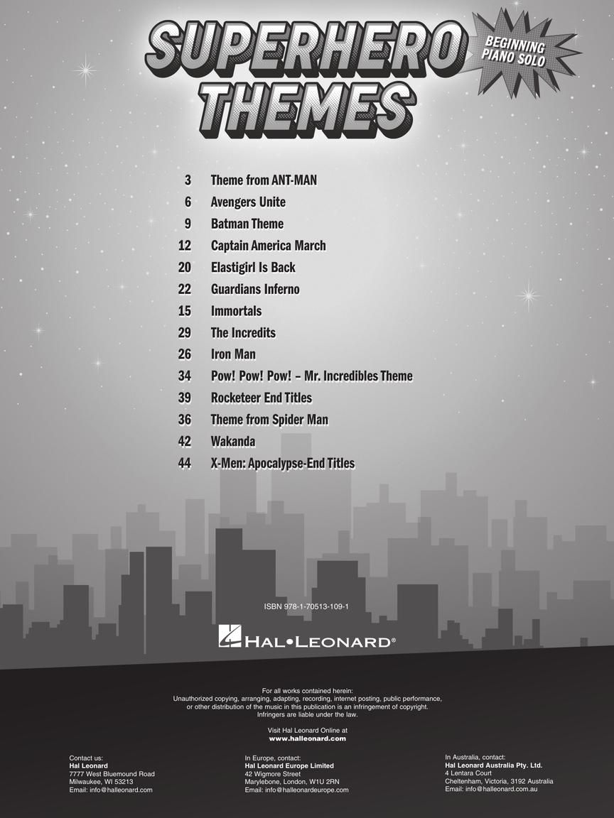 Superhero Themes - Beginning Piano Solo Book