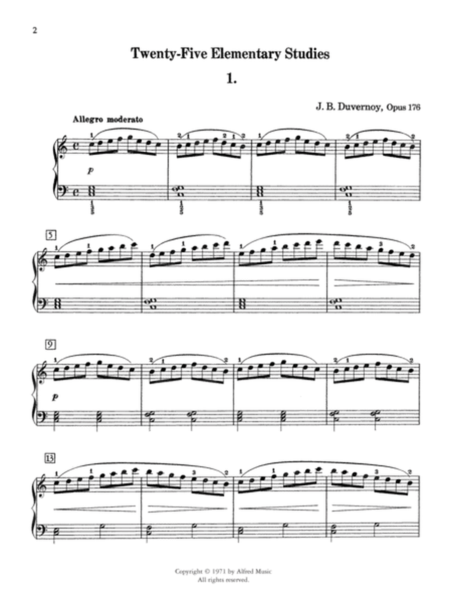 Duvernoy - 25 Elementary Studies Op 176 For Piano Book