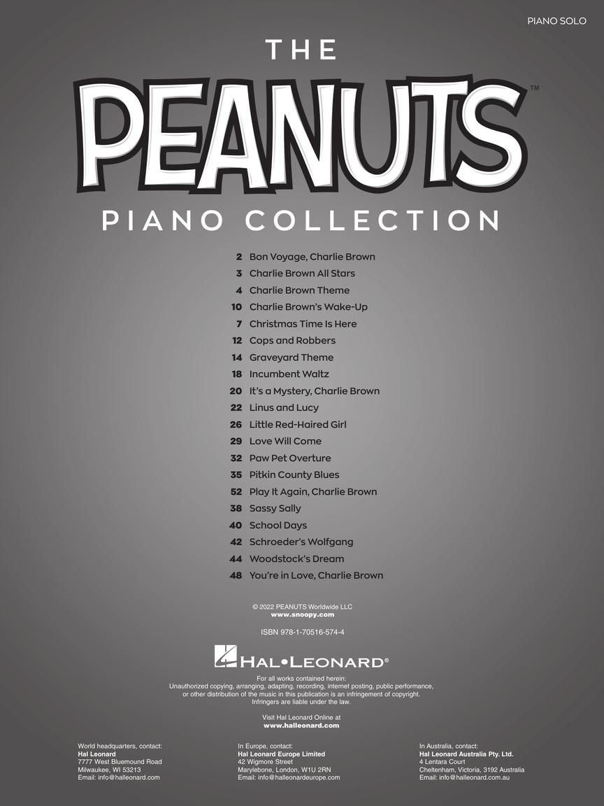 The Peanuts Piano Collection Piano Solo Songbook