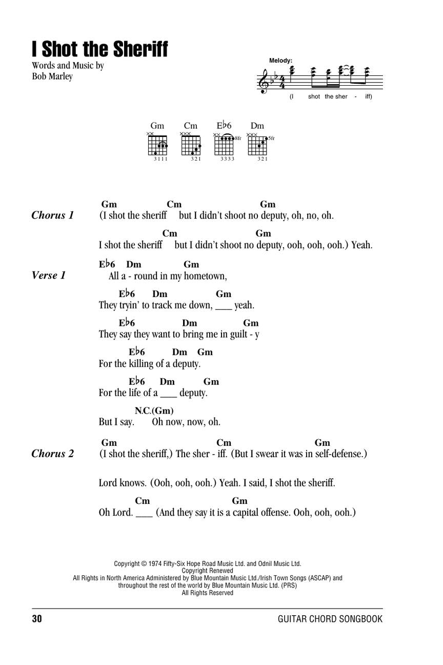 Bob Marley Guitar Chord Songbook