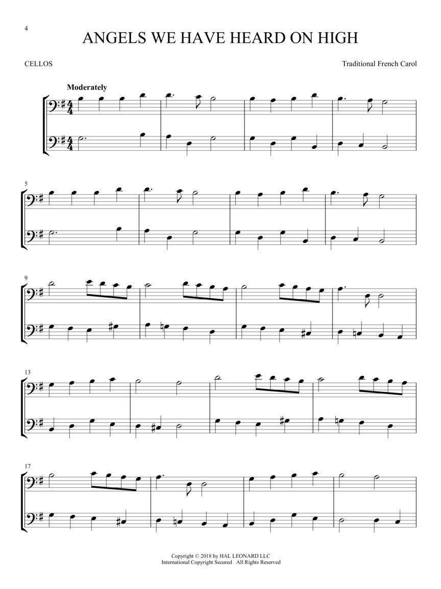 Christmas Carols For Two Cellos Duet Book