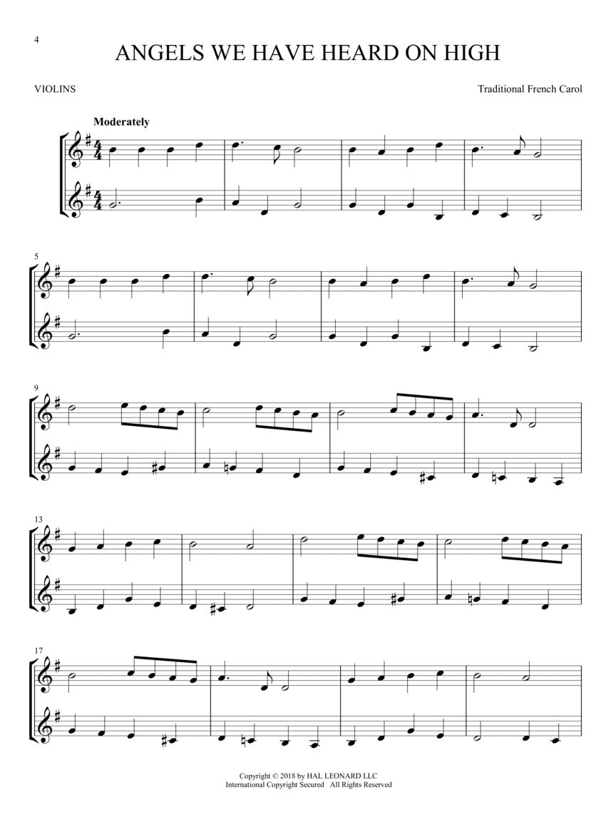 Christmas Carols For Two Violins Book