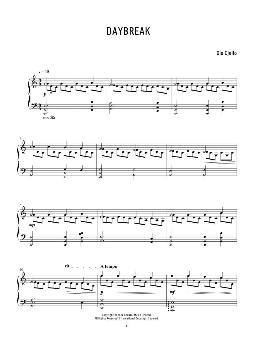 Ola Gjeilo - Dawn For Piano Solo Book