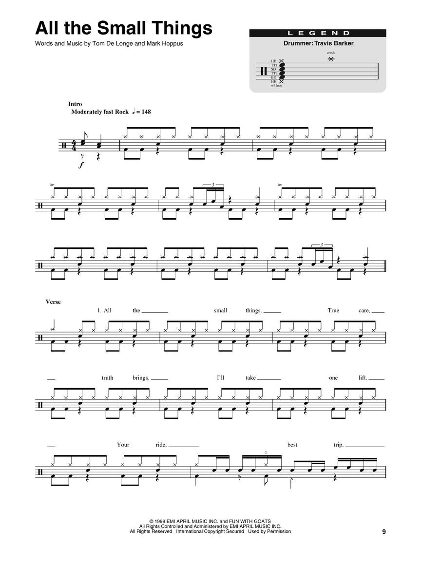 Blink 182 Drum Play Along Volume 10 Book/Cd