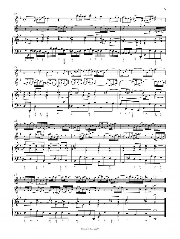 JS Bach - Triosonate for Flute, Violine, BC. BWV 1038 Urtext Book