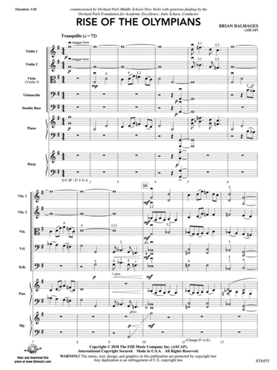 Rise Of The Olympians - String Orchestra Level 2.5 Score/Parts