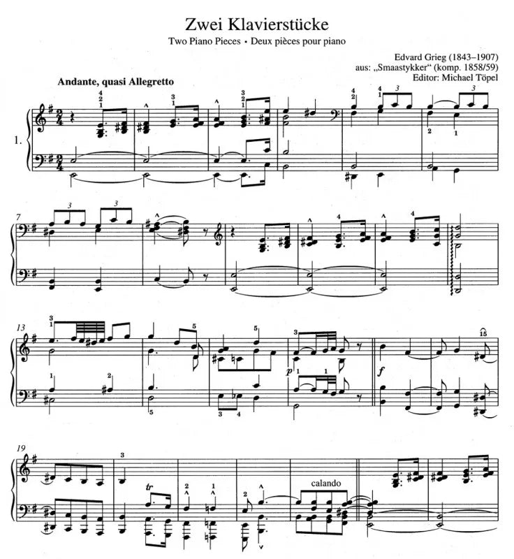 Edvard Grieg - Easy Piano Pieces and Dances Urtext Book