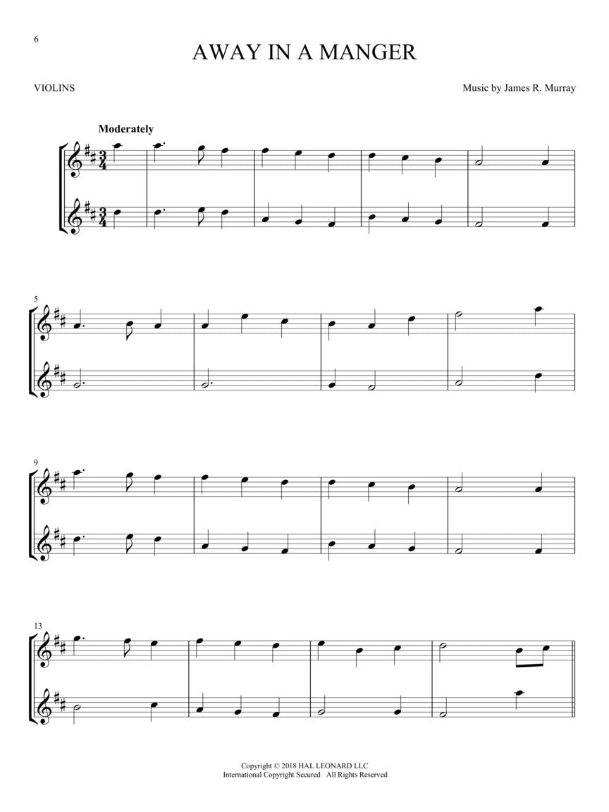 Christmas Carols For Two Violins Book