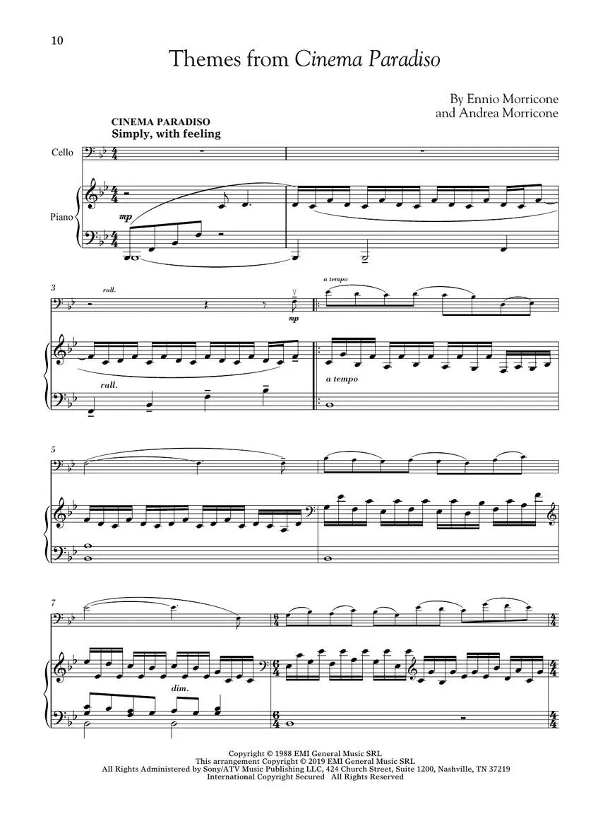 Movie Themes For Classical Players Cello/Piano Bk/Ola