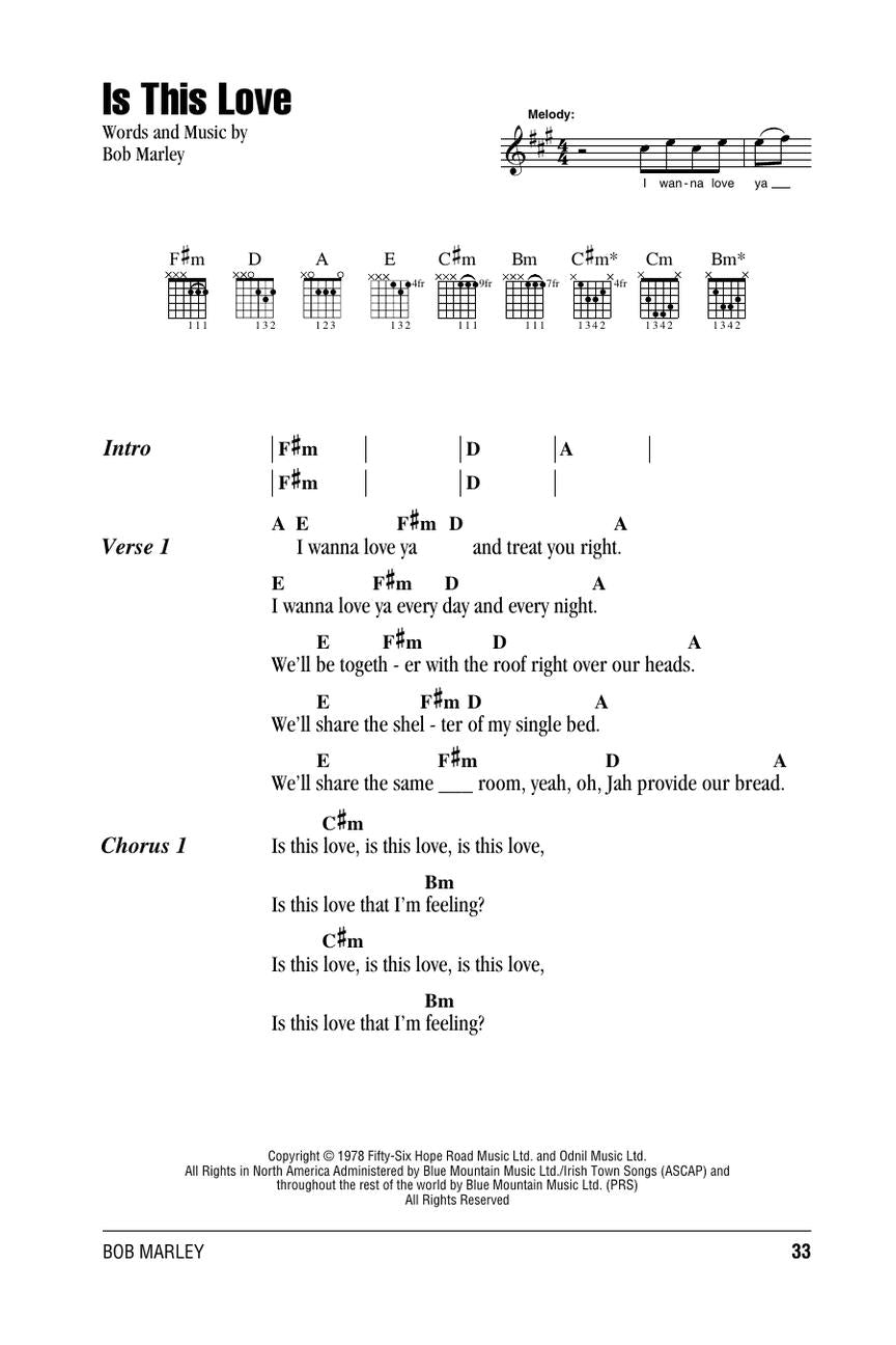 Bob Marley Guitar Chord Songbook