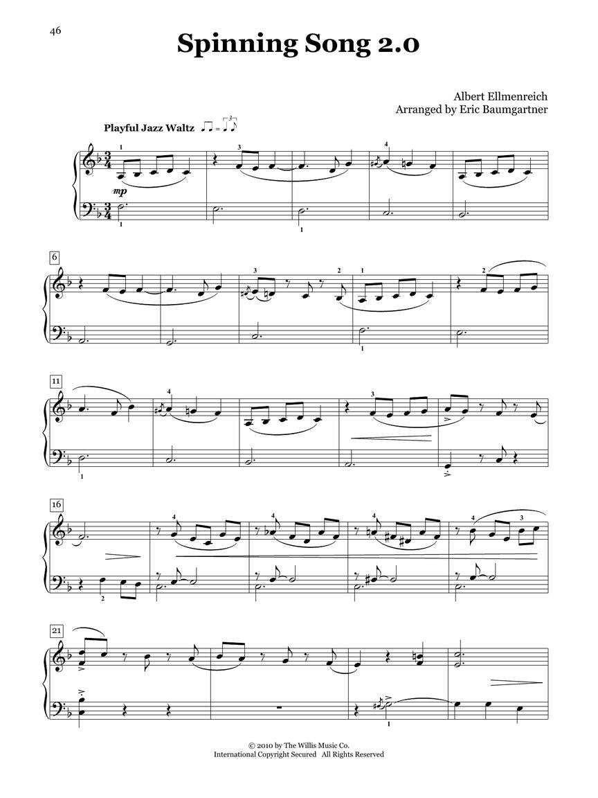 Favorite Melodies For Jazz Piano Solo Arr Baugartner