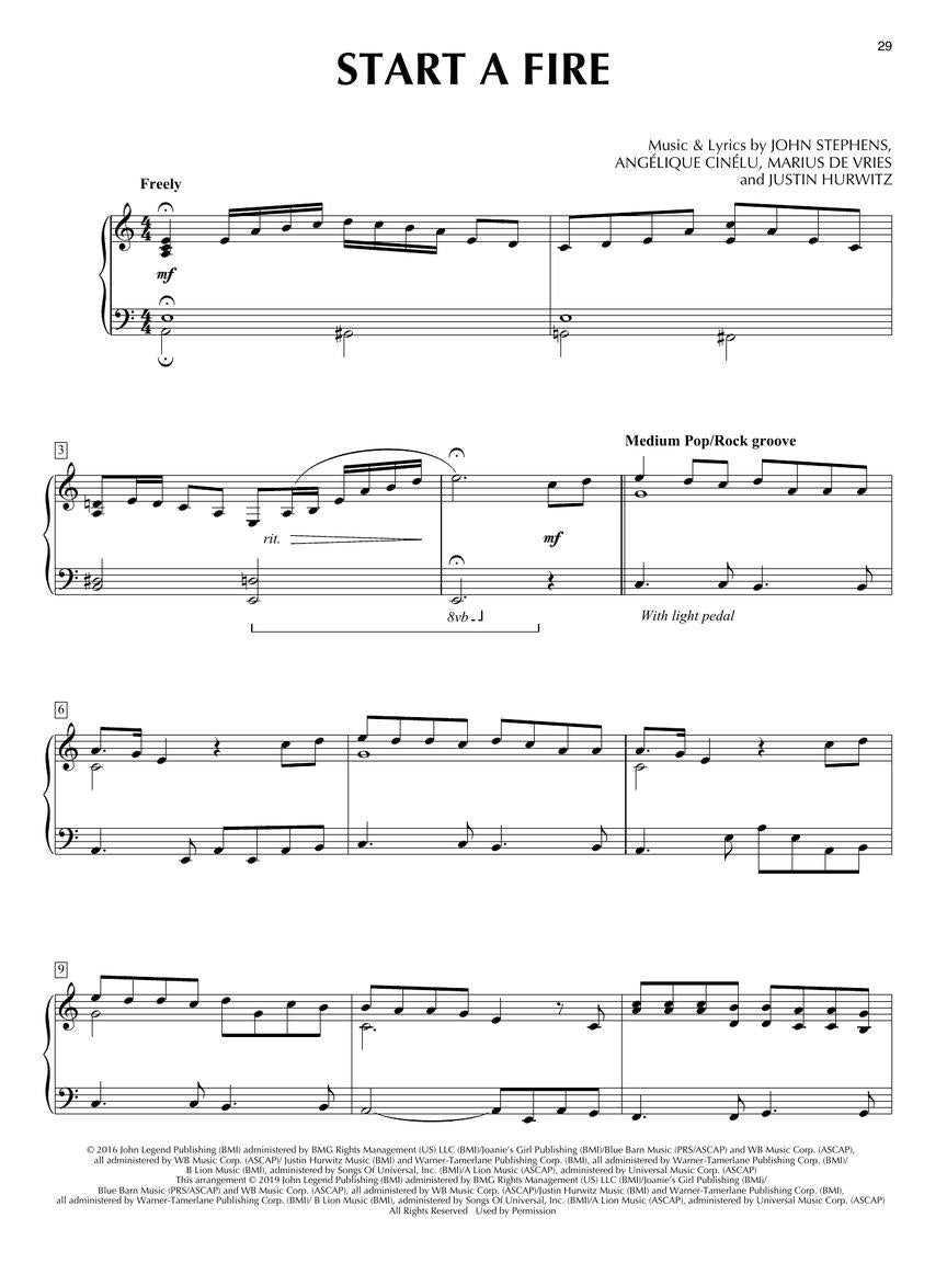 La La Land For Piano Solo Book