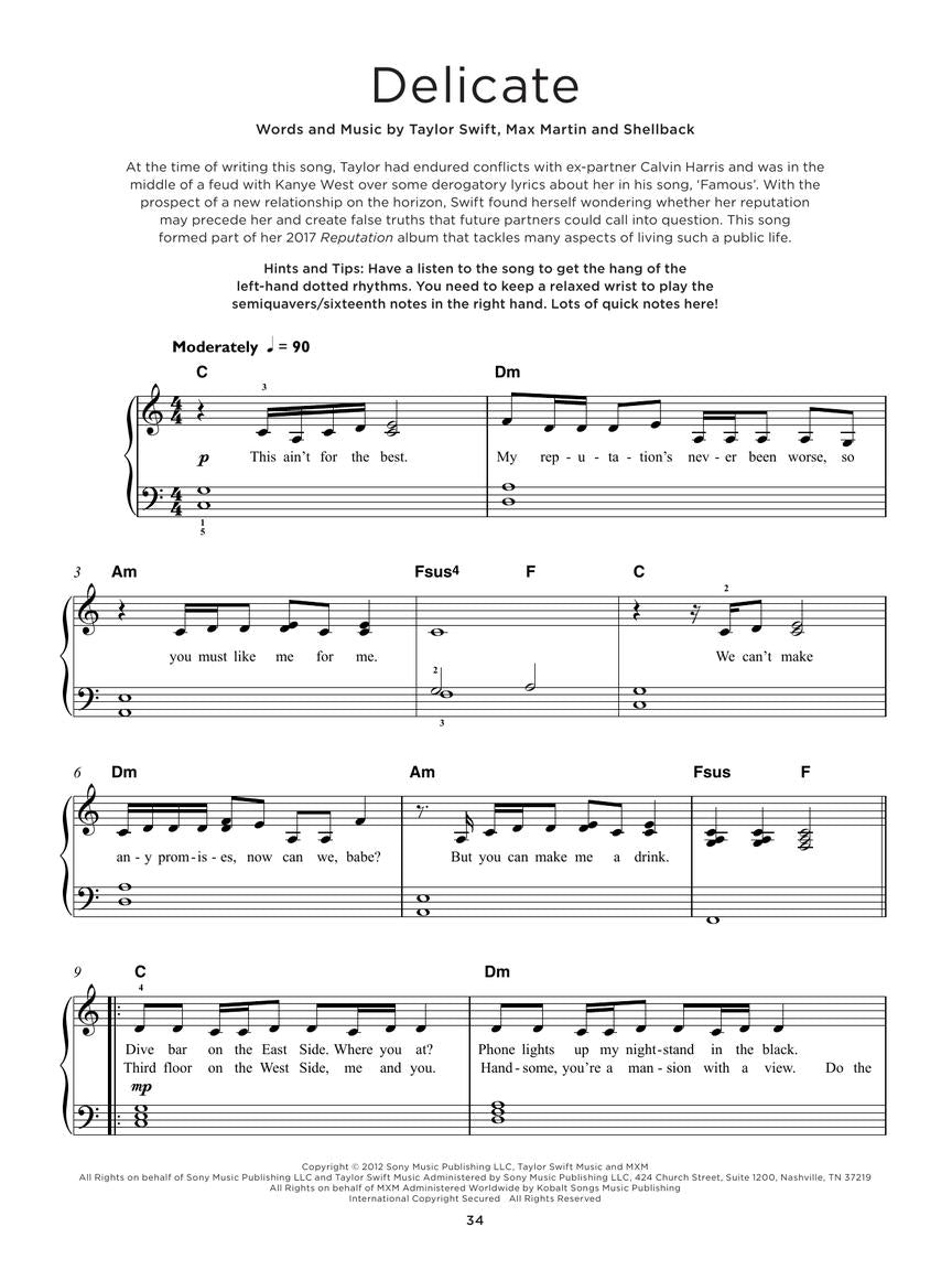 40 Taylor Swift Songs - Really Easy Piano Book