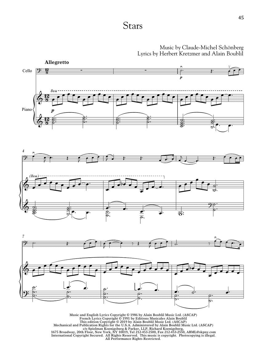 Les Miserables For Classical Players Cello Book/Ola