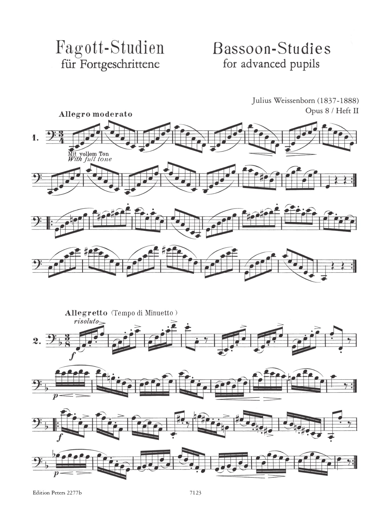 Julius  Weissenborn - Bassoon Studies Op 8 For the Advanced Player - Volume 2 Book