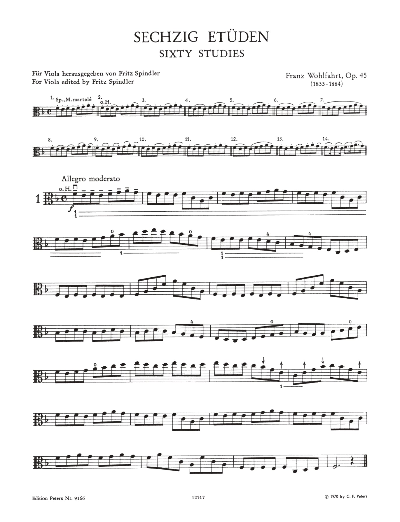 Wohlfahrt - 60 Studies Op 45 For Viola