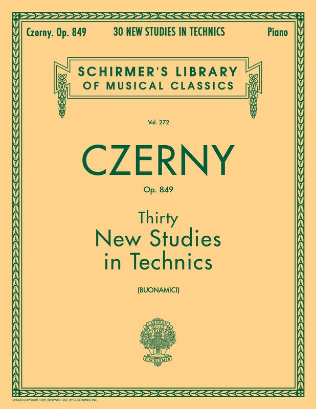 Carl Czerny - 30 New Studies in Technics Op. 849 Piano Book