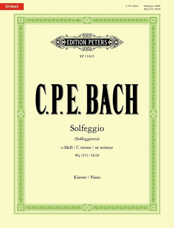 Carl Philipp Emanuel Bach - Solfeggio (Solfeggietto) (Piano Solo) Book