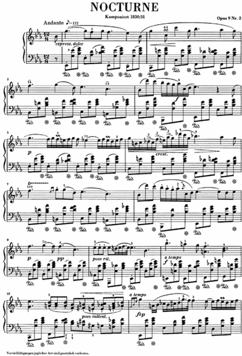 Chopin - Nocturne Op 9 No 2 E Flat Piano Sheet Music