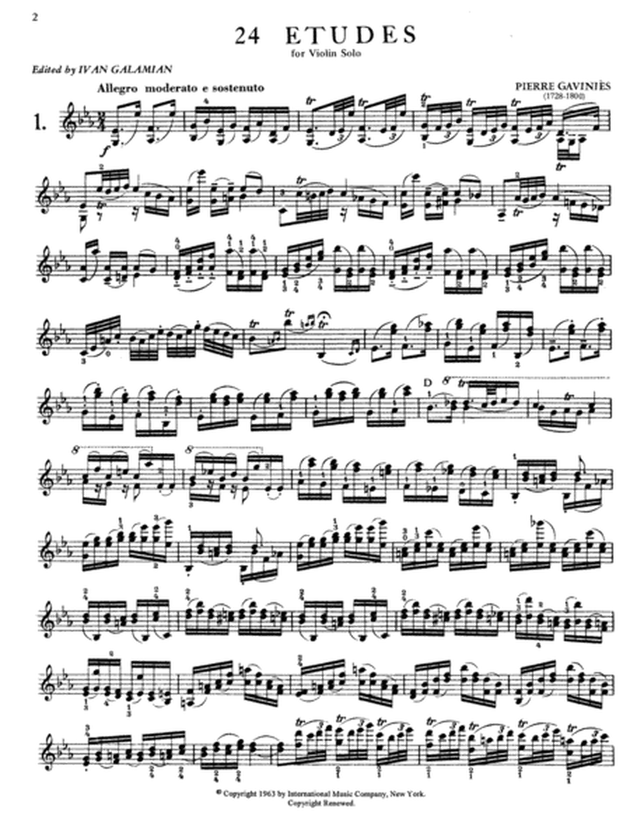 Gavinies - 24 Studies Solo Violin Book