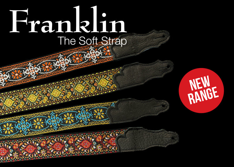 Franklin 2" Red/Bronze Retro Folk Weave Guitar Strap with Glove Leather End Tab