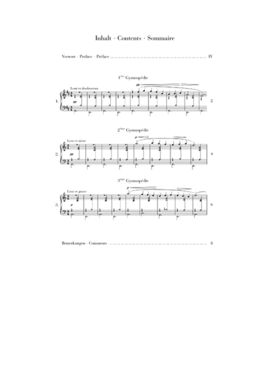 Eric Satie - Gymnopedies Piano Sheet Music (Urtext Edition