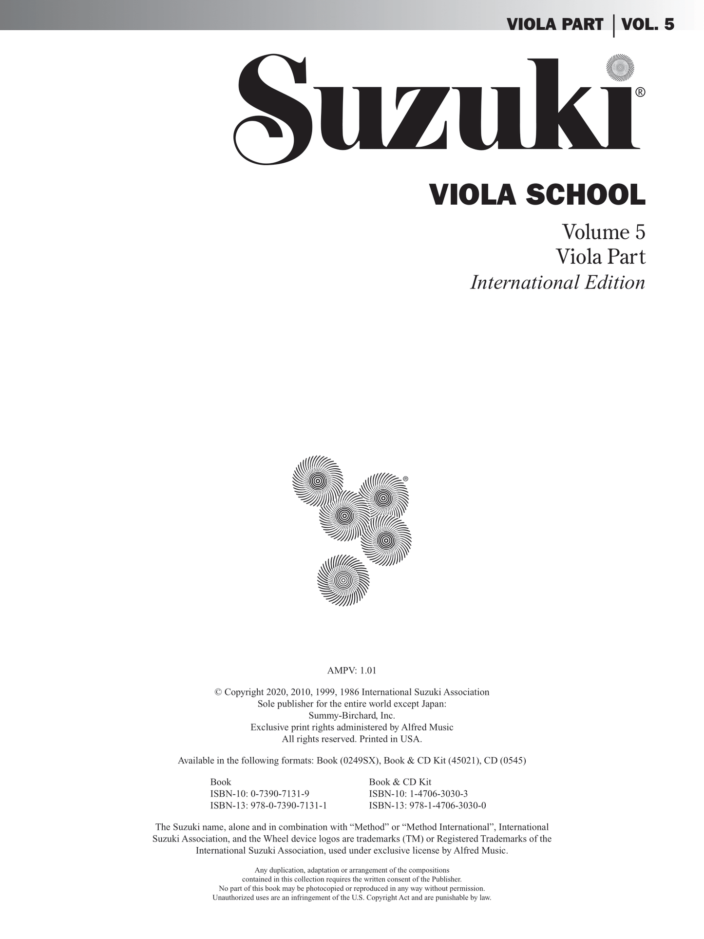 Suzuki Viola School: Viola Part Volume 5 Book/Cd (International Edition)