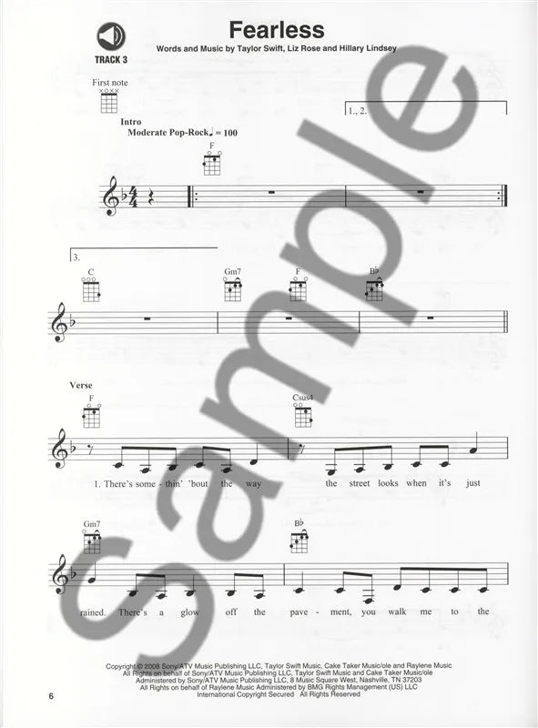 Taylor Swift Ukulele Play Along Volume 23 Book/Cd