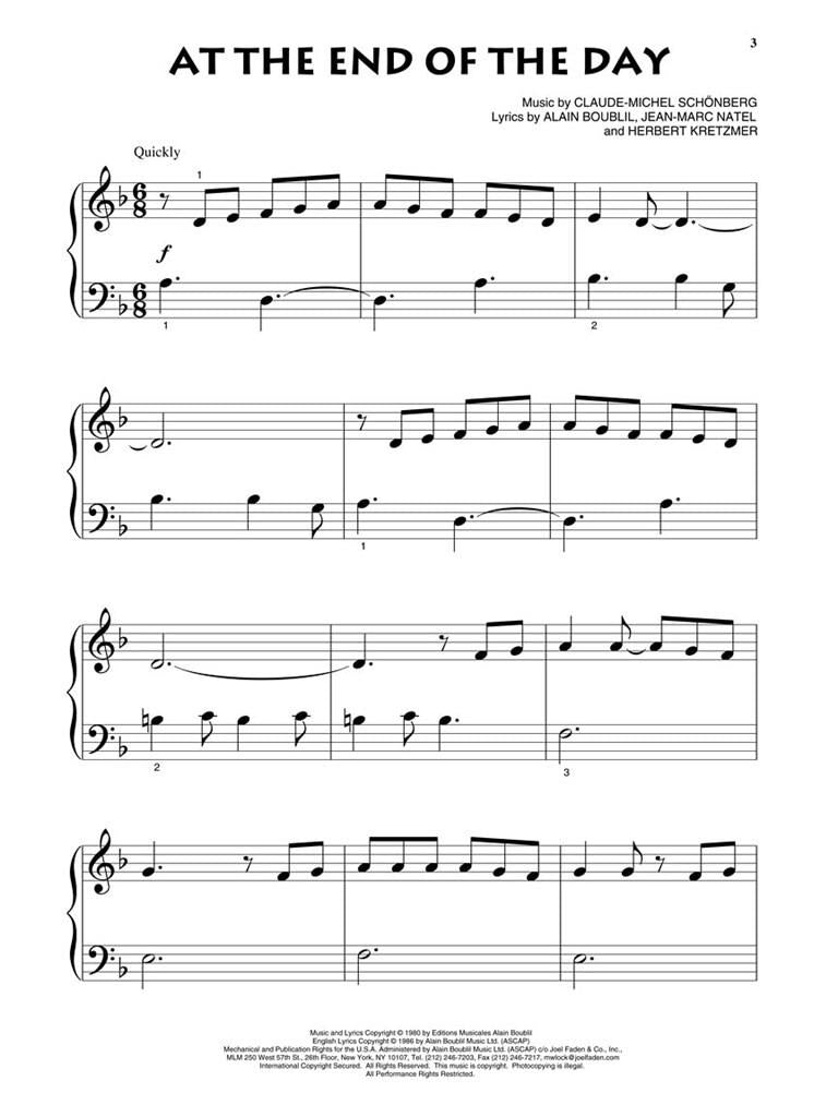 Les Miserables Beginning Piano Solo Songbook