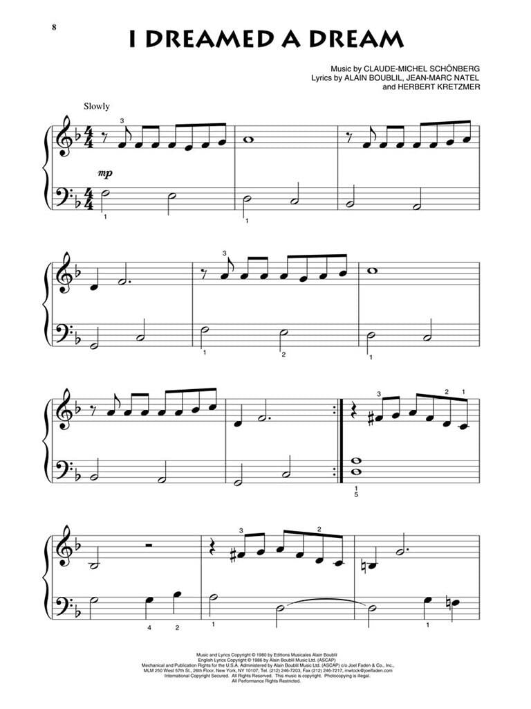 Les Miserables Beginning Piano Solo Songbook